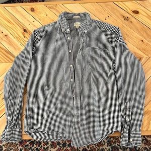 Dark blue and white striped J Crew button up
